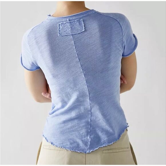Free People We The Free Be My Baby Tee in blue size XL NEW - Picture 2 of 3
